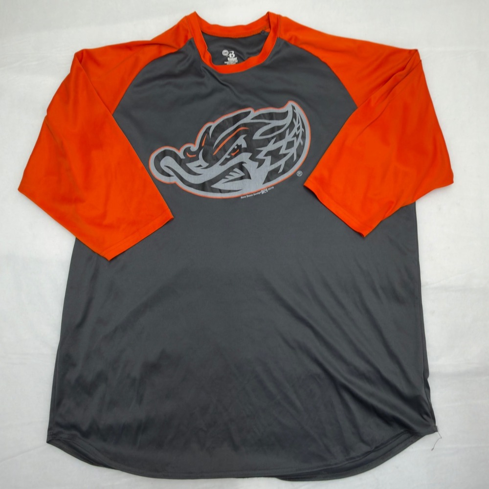 Badger Sport Lehigh Valley‎ IronPigs Shirt Mens 2XL Gray Orange 2016 New Dawn